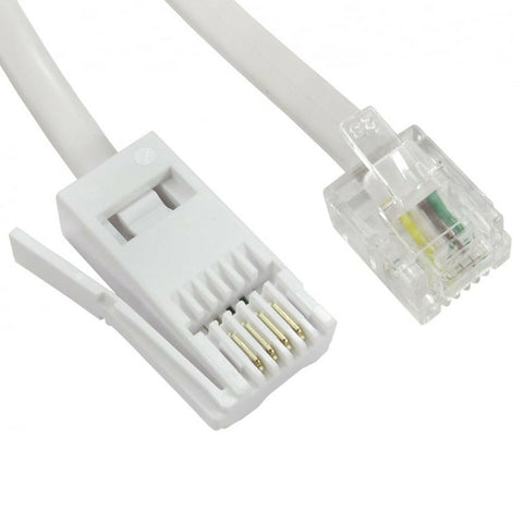 2X 3 Meter Long RJ11 to BT Telephone Phone Cable Lead Modem FAX Plug BT Socket