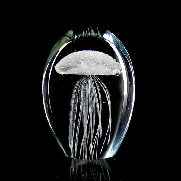 Handmade Glow Jellyfish Glass Crystal figurine Festival Gift Collection Decors