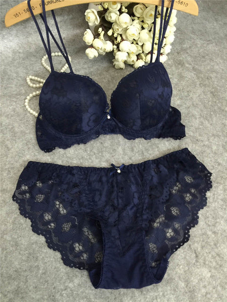 Bralette Set for Women Lace Goddess Lingerie 2 Piece Bra and Panties All Colors