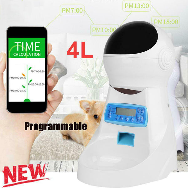 4L Automatic Program Programmable Auto Pet Cat Puppy Dog Feeder Food Dispenser