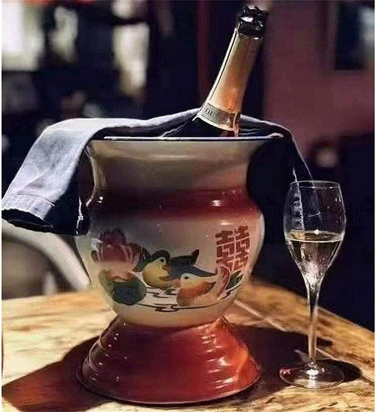 New Chinese Traditional Flower Fruit basket kitchen Table Decoration Enamel bowl