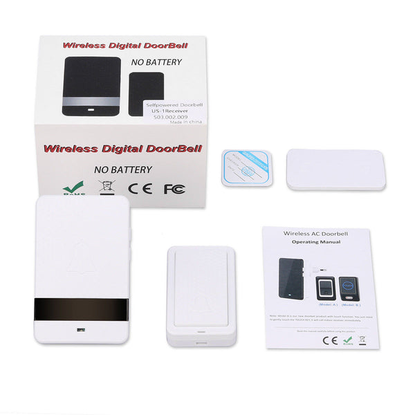 No Battery Need Waterproof Door Bell LED Wireless Doorbell Self-Powered Doorbell