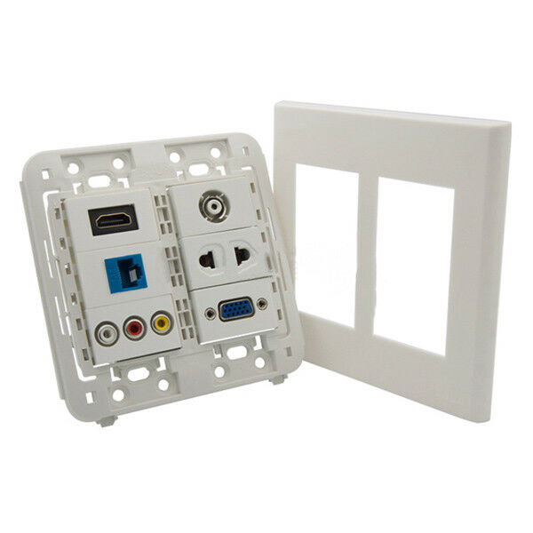 HDMI VGA 3 RCA Composite Wall Plate Audio Video Outlet Mount Socket Face