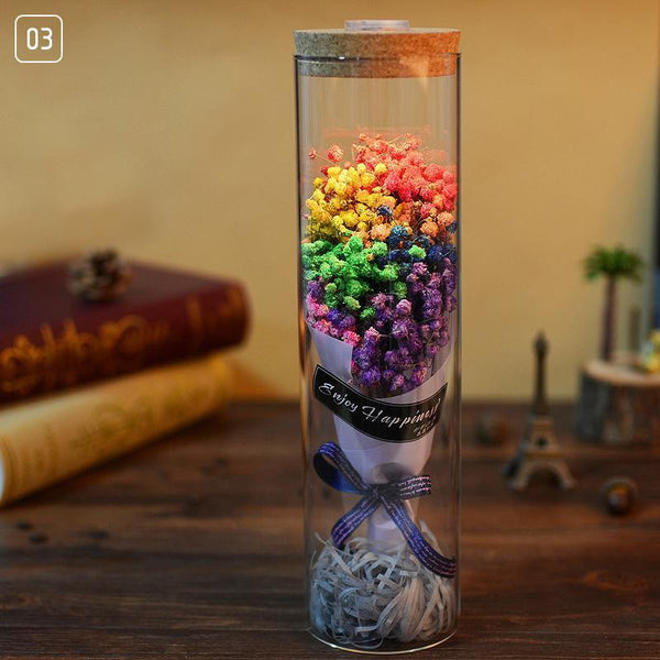 Remote Control Forever Flower Rose Preserved Immortal Fresh Glass Couple Gift