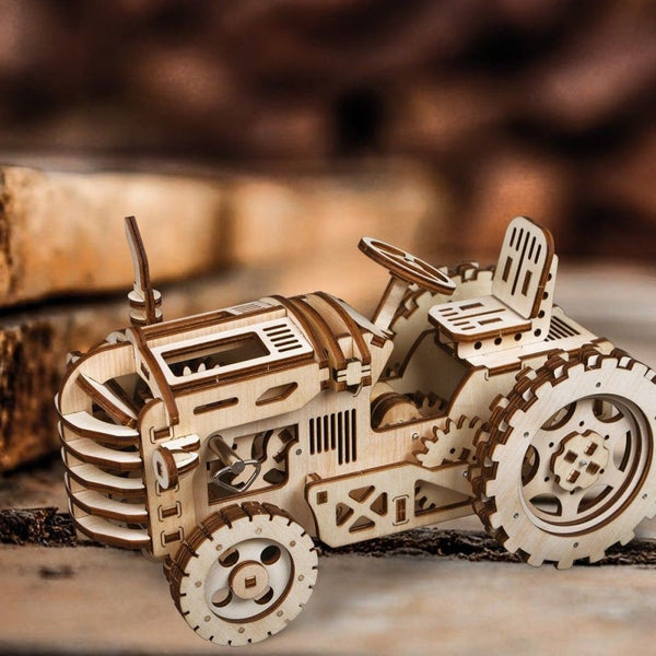 3D puzzle tractor wooden Wooden Laser Cut Gear Craft Kit DIY KIds Toy