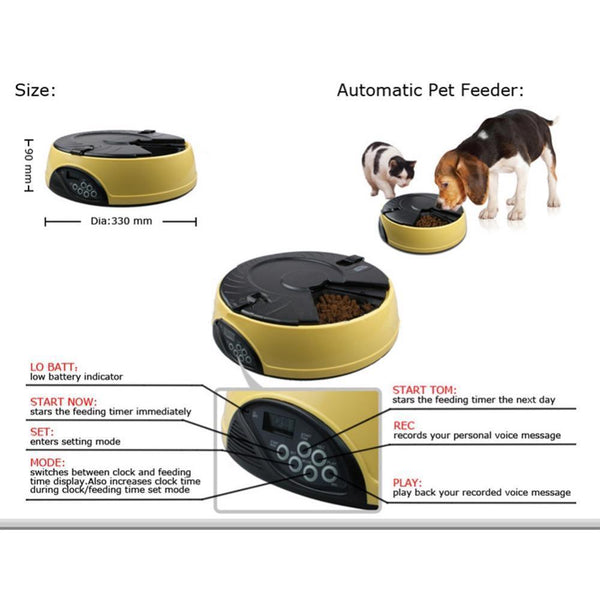 Automatic Dog Feeder Food Dispenser Puppy Auto Container Meal Dispensing Bowl