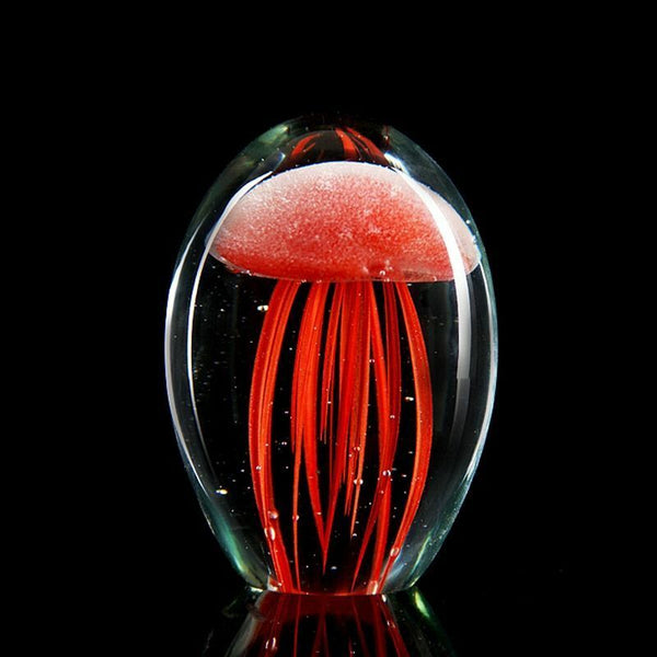 Handmade Glow Jellyfish Glass Crystal figurine Festival Gift Collection Decors