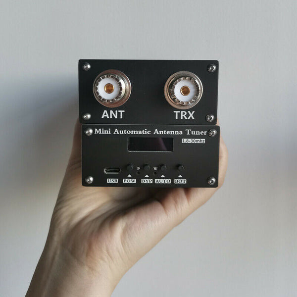 1.8 to 50MHz amateur radio HF band Automatic Antenna Tuner by N7DDC OLED Case Type C