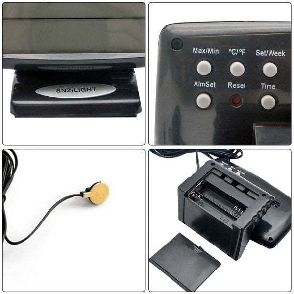 Electronic Clock Inside Outside Temperature Gauge Car Truck Vehicle Thermometer