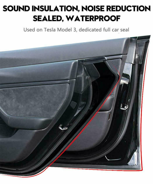Door Seal Kit Soundproof Rubber Strip Wind Noise Sound Reduction For Tesla Model 3