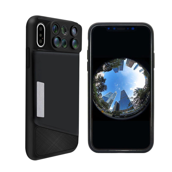 6 in 1 Camera Lens Phone Case Cover Full Coverage Fisheye for iPhone XR XS Max