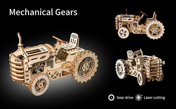 3D puzzle tractor wooden Wooden Laser Cut Gear Craft Kit DIY KIds Toy