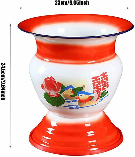 New Chinese Traditional Flower Fruit basket kitchen Table Decoration Enamel bowl