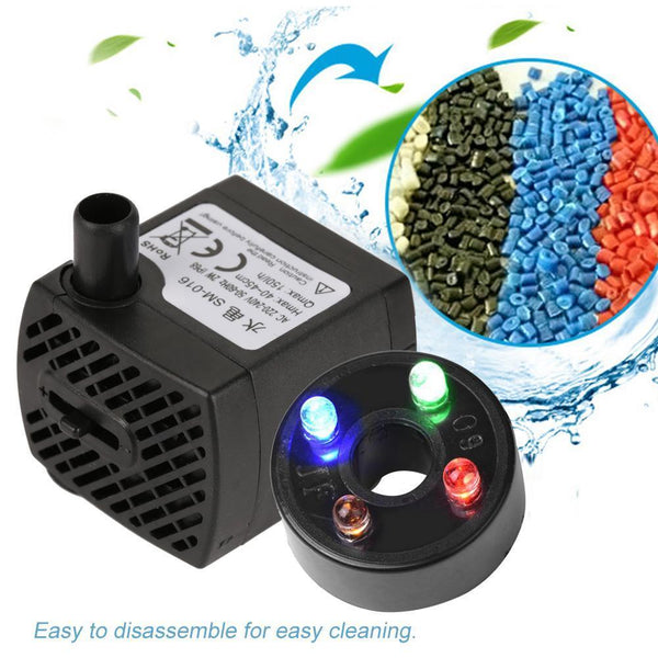 Submersible Water Pump LED Light Fish Pond Waterfall Sump Aquarium Tank Fountain