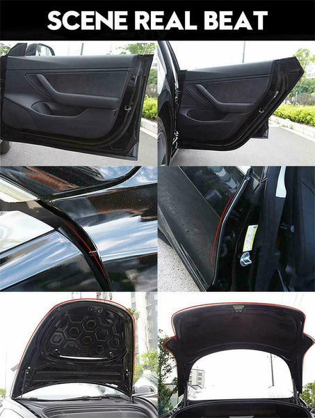 Door Seal Kit Soundproof Rubber Strip Wind Noise Sound Reduction For Tesla Model 3