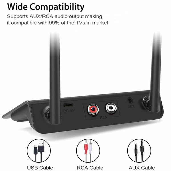 Long Range Bypass Versatile Bluetooth 5.0 Transmitter Receiver Low Latency Audio Adapter