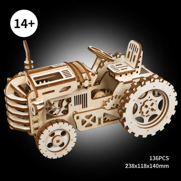 3D puzzle tractor wooden Wooden Laser Cut Gear Craft Kit DIY KIds Toy