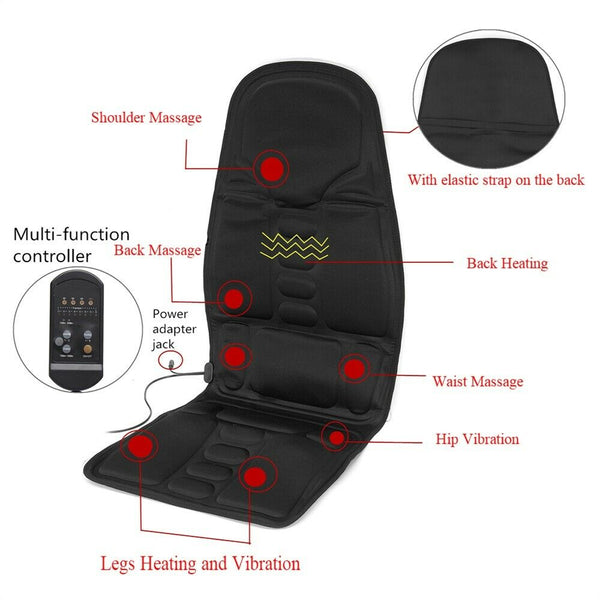 8 Mode Massage Car Seat Cushion Back Relief Chair Pad Heated Lumbar Massager