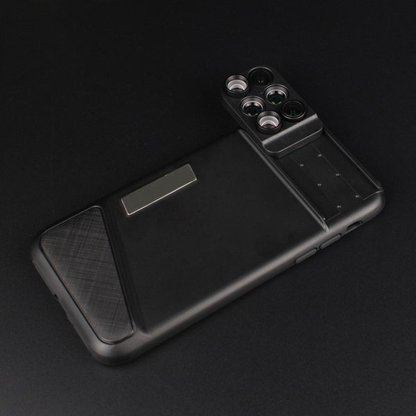6 in 1 Camera Lens Phone Case Cover Full Coverage Fisheye for iPhone XR XS Max