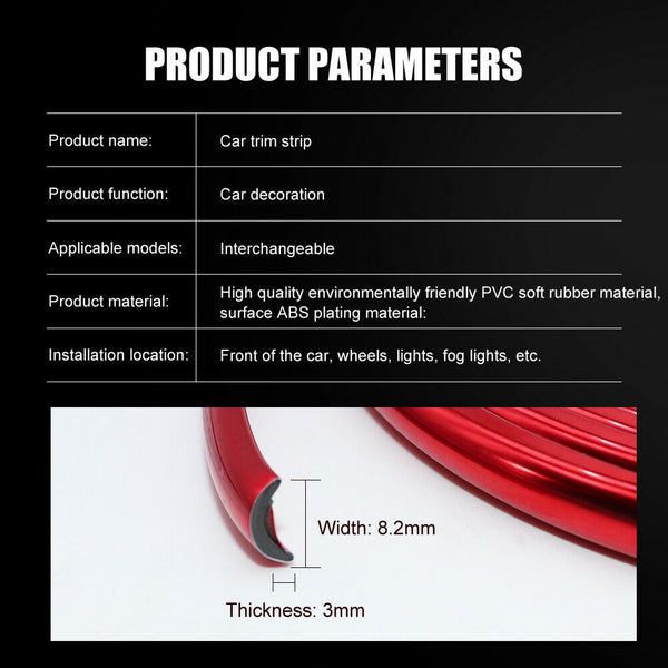 4M Car Bumper Moulding Trim Strip Wheel Hub Protection Ring Auto Decorative Line
