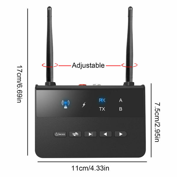 Long Range Bypass Versatile Bluetooth 5.0 Transmitter Receiver Low Latency Audio Adapter