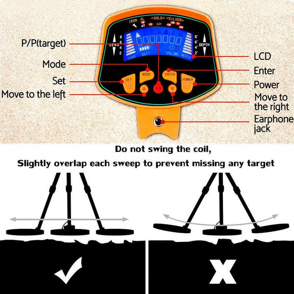 Metal Detector Gold Digger Finder Deep Sensitive Coil Light Hunter LCD Display