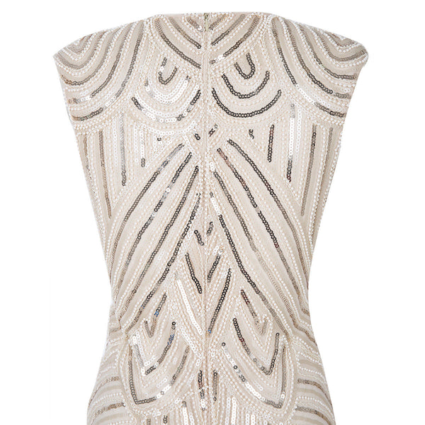 Women Retro Vintage Inspired Sequin Embellished Fringe Prom Gatsby Flapper Dress