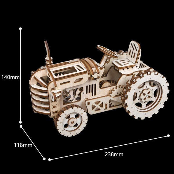 3D puzzle tractor wooden Wooden Laser Cut Gear Craft Kit DIY KIds Toy