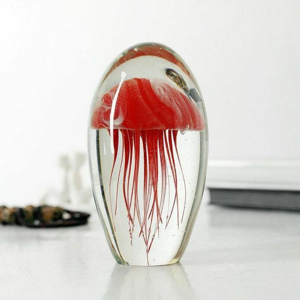 Handmade Glow Jellyfish Glass Crystal figurine Festival Gift Collection Decors