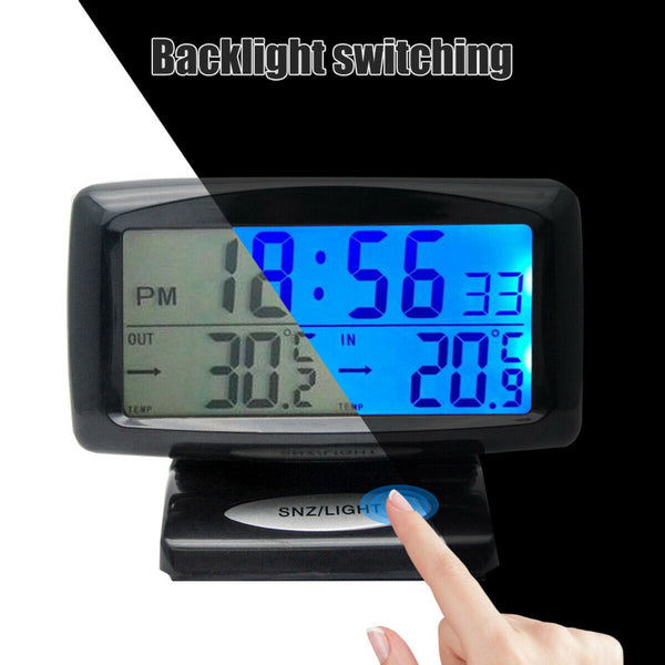 Electronic Clock Inside Outside Temperature Gauge Car Truck Vehicle Thermometer