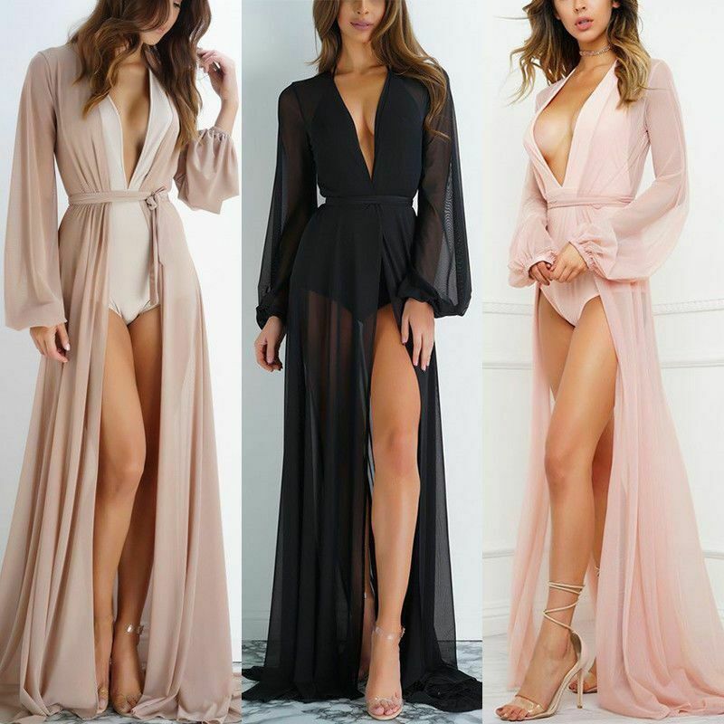 Women Bikini Cover Up Elegant Kimono Cardigan Beach Dress Tunic Kaftan Beachwear