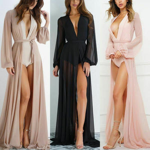 Women Bikini Cover Up Elegant Kimono Cardigan Beach Dress Tunic Kaftan Beachwear