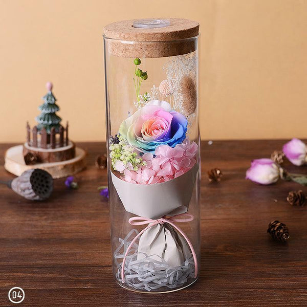 Remote Control Forever Flower Rose Preserved Immortal Fresh Glass Couple Gift