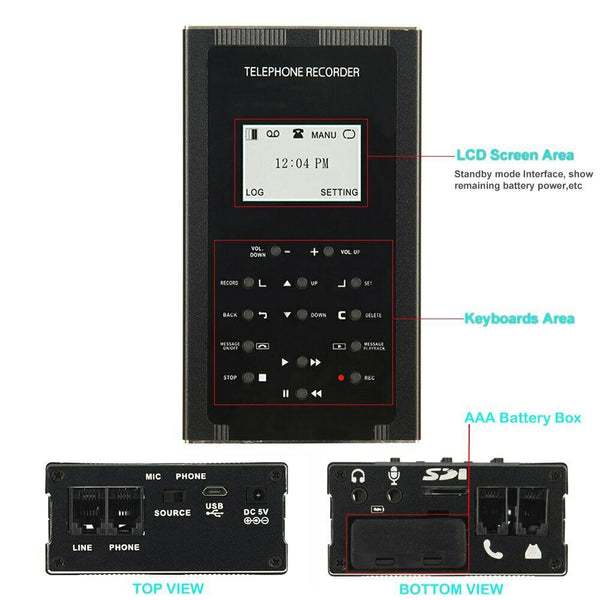 Standalone Analog VoIP IP Digital Telephone Recorder Remote Replay Voice Message Loop Recording