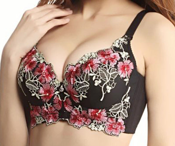 Push Up See Through Floral Lace Bra for Women Padded to Lift Up Extra Pad Full Cup Size