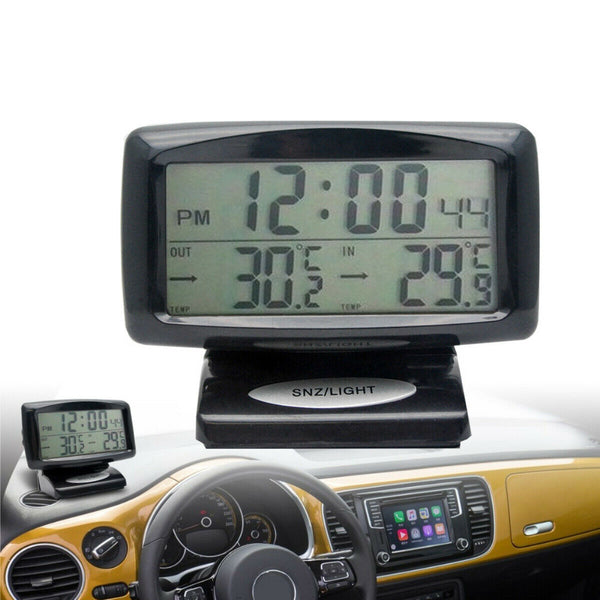 Electronic Clock Inside Outside Temperature Gauge Car Truck Vehicle Thermometer