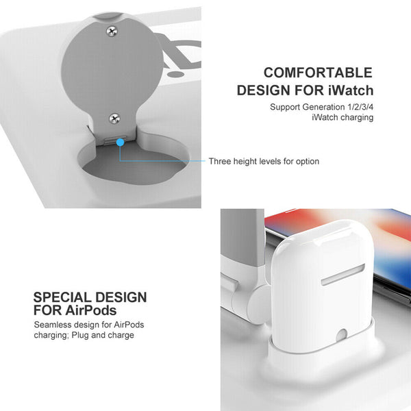 4 in 1 LED Wireless Charger Desk Lamp 3Modes Touch Dimmable w/USB Charging Port
