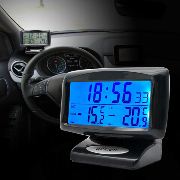 Electronic Clock Inside Outside Temperature Gauge Car Truck Vehicle Thermometer