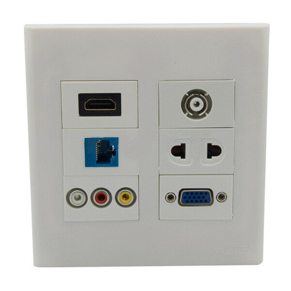 HDMI VGA 3 RCA Composite Wall Plate Audio Video Outlet Mount Socket Face