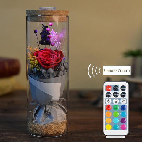 Remote Control Forever Flower Rose Preserved Immortal Fresh Glass Couple Gift