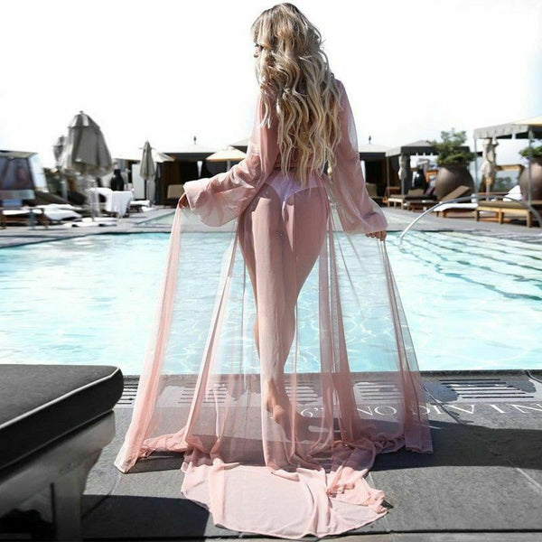 Women Bikini Cover Up Elegant Kimono Cardigan Beach Dress Tunic Kaftan Beachwear